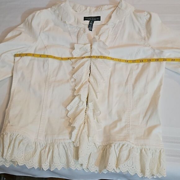 NWT LRL Lauren Jeans white denim jacket with eyelet trim size 16 - Picture 12 of 13